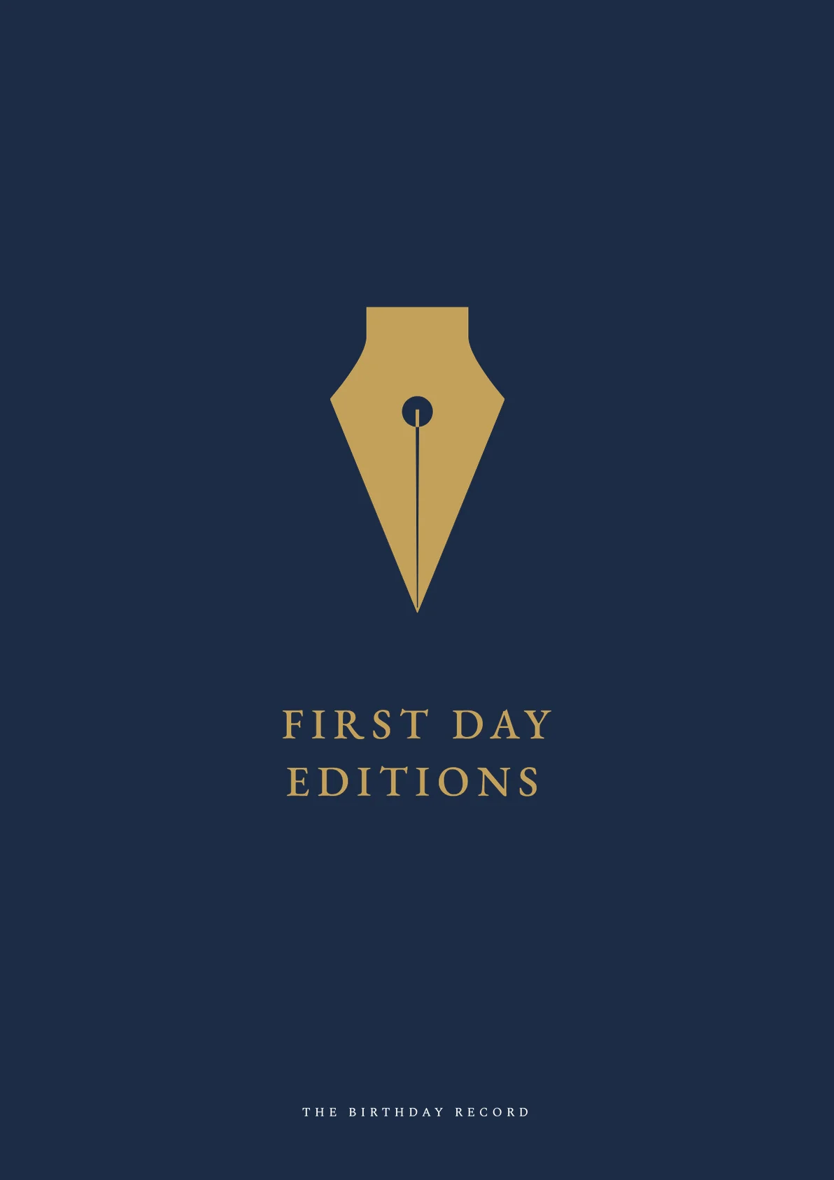 The navy cover of The Birthday Record, a printed First Day Editions pack